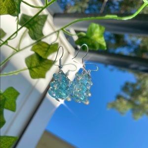 Blue sparkly gummy bear earrings